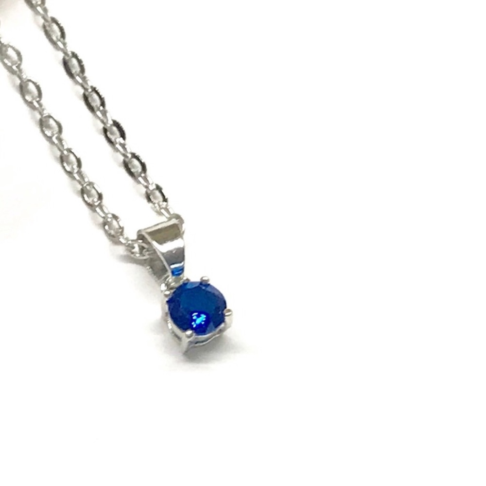 EFFY Blue SAPPHIRE necklace CZ silver plated PENDANT CHAIN EFFY gem minimalist